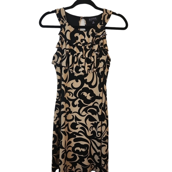 Enfocus Petite Women's Tan and Black Sleeveless Ikat Print Dress Size 6P - Picture 1 of 10